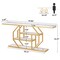 40" Accent Console Table Faux Marble Top with Geometric Metal Base